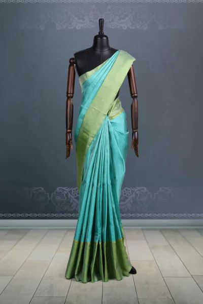 Sky Blue Silk Kancheepuram Saree