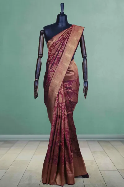 Wine Red Silk Kancheepuram Saree