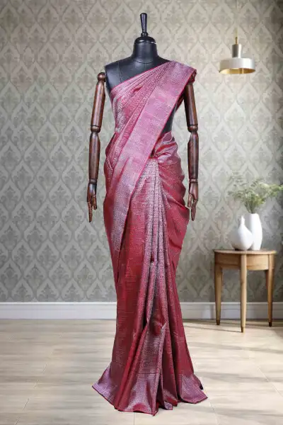 Marsala Color Silk Kancheepuram Saree