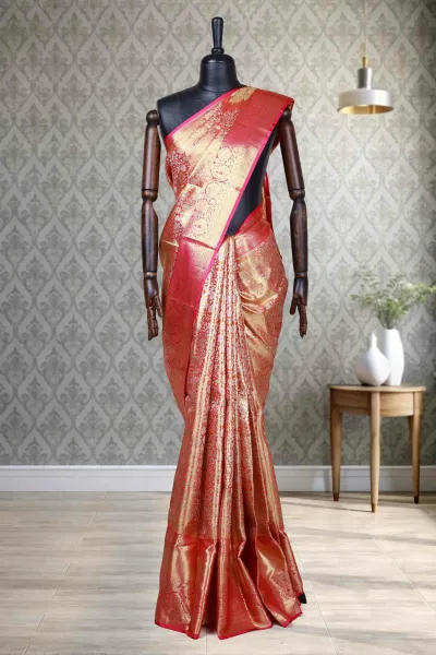 Red Tissue Kancheepuram Saree