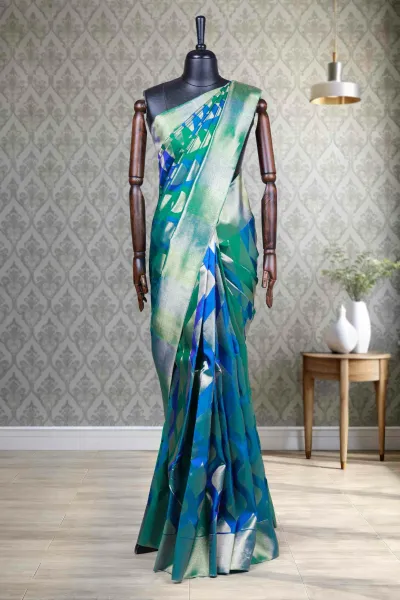 Multi Color Fusion Silk Kancheepuram Saree