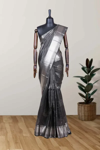 Black Silk Kancheepuram Saree