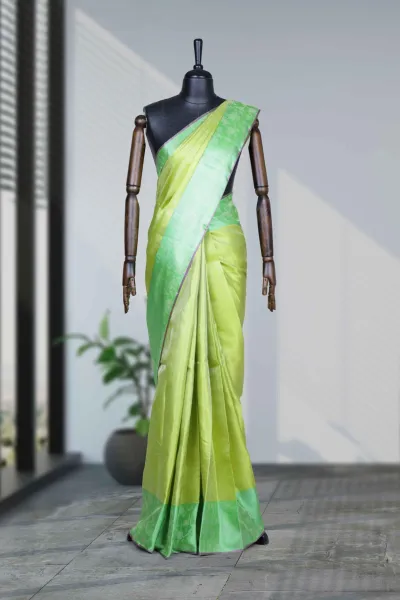 Lemon Green Silk Kancheepuram Saree