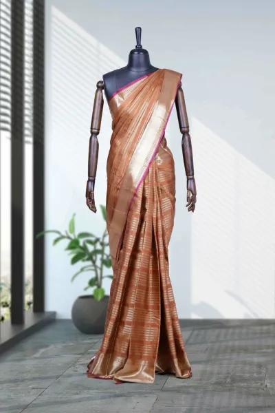 Light Brown Silk Kancheepuram Saree