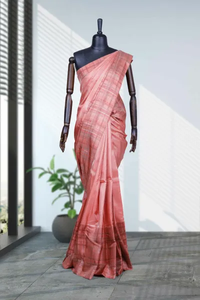 Pastel Peach Silk Kancheepuram Saree