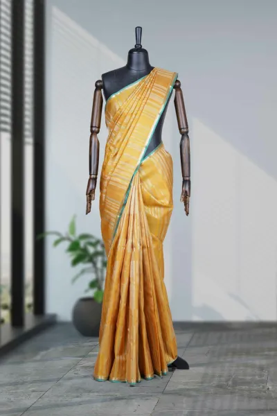 Mustard Yellow Silk Kancheepuram Saree