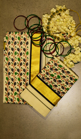 Krishna print set mundu